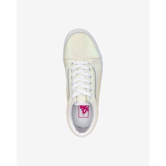 Vans Wall Old Skool White Pink UV Glitter Sneakers Shoes Girls Big Kid 6 - Picture 2 of 8